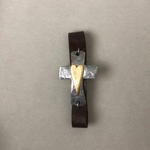 Handmade Leather Bracelet - Cross/Heart